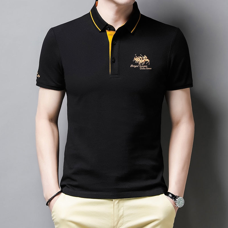 Brand embroidered cotton polo shirt men&#39;s high-end luxury top 2022 summer casual Lapel short sleeve T-shirt Korean fashion men&#39;s - Executive-Skincare