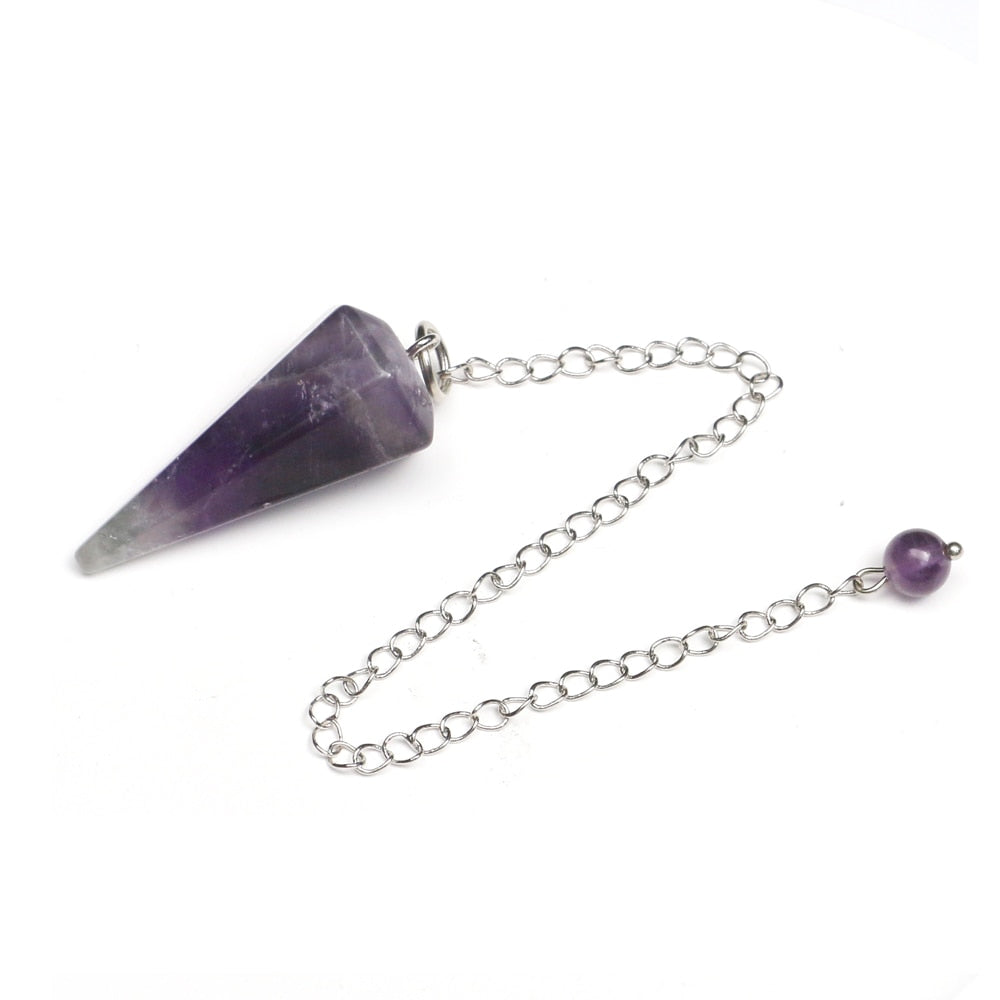 Mineraali Healing Divination Pendulum Natural Cristal Lucky Original Witchcraft Stone Reiki Hexagonal Energy Pendant Meditations - Executive-Skincare