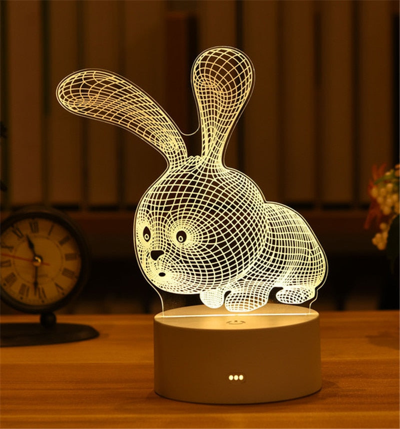 Romantic Love 3D Acrylic Led Lamp for Home Children&#39;s Night Light Table Lamp Birthday Party Decor Valentine&#39;s Day Bedside Lamp - Executive-Skincare