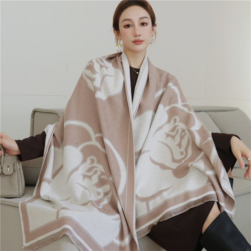 Fashion Winter Warm Cashmere Shawl Scarf for Women Design Neckerchief Pashmina Head Scarves Wrap Femal Poncho Echarpe Bandana - Executive-Skincare