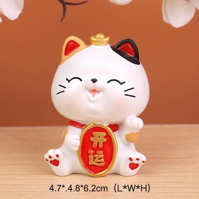 Chinese Lucky Wealth Waving Cat Gold Waving Hand Cat Home Decor Welcome Waving Cat Sculpture Statue Decor Car Ornament - Executive-Skincare