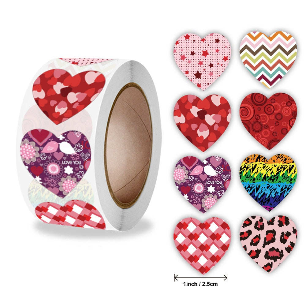 500Pcs 2.5Cm Love Sticker Valentines Gift Box Label Wedding Gift Heart Shaped Candy Bag Wedding Gift Bag Seal Label Decoration - Executive-Skincare