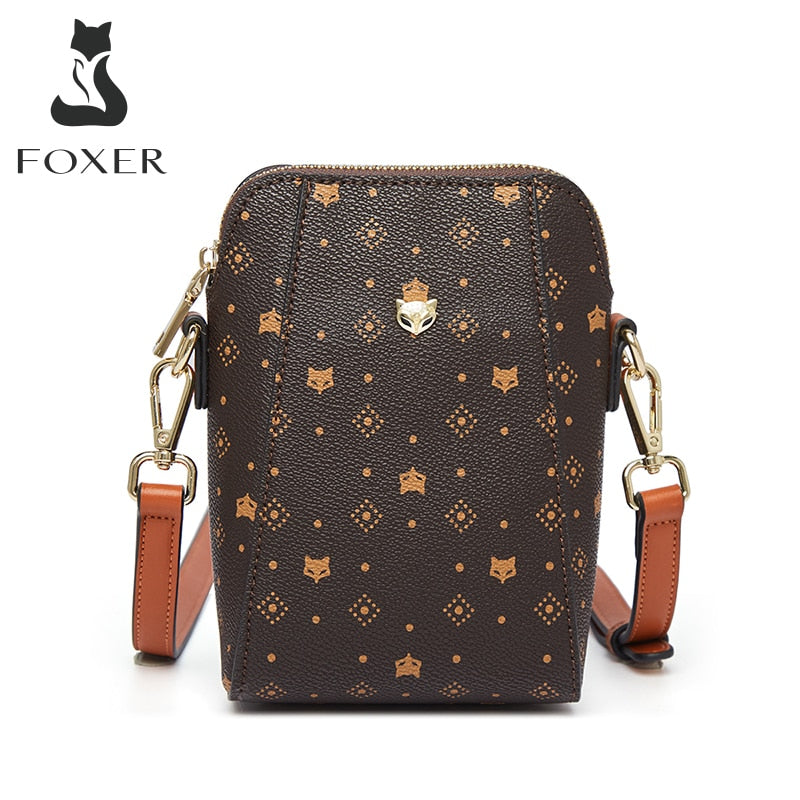 FOXER New Stylish Girl’s Cellphone Bag Vintage Shoulder Bag Women Travel Crossbody Bag PVC Lady Animal Prints Mini Messenger Bag - Executive-Skincare