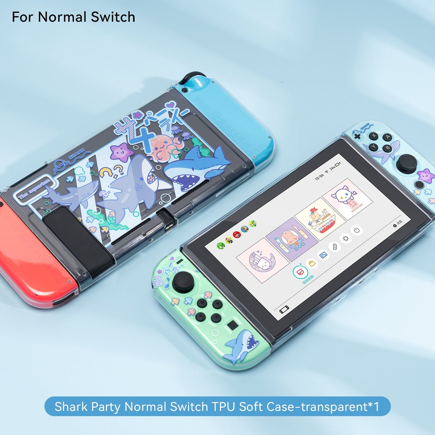 GeekShare Nintendo Switch Shell Cute Shark Party TPU Soft Full Cover Case For Nintendo Switch Joy-con Cover Shell NS Accessories - Executive-Skincare