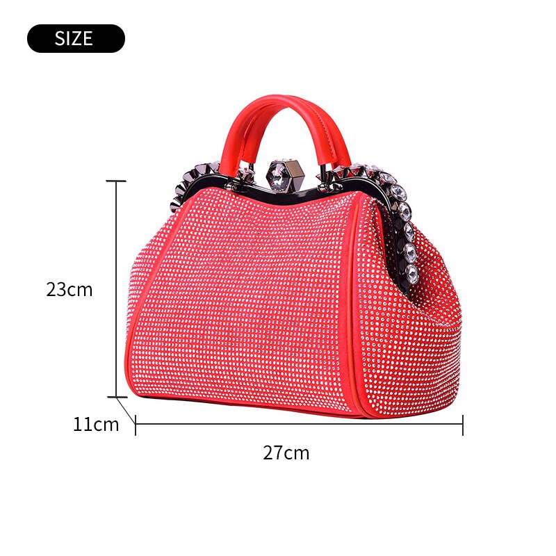 Light Luxury Women Handbag Diamond Rhinestone Clip Evening Bag Solid PU Clutch Bags Purse Bags For Women 2020 - Executive-Skincare