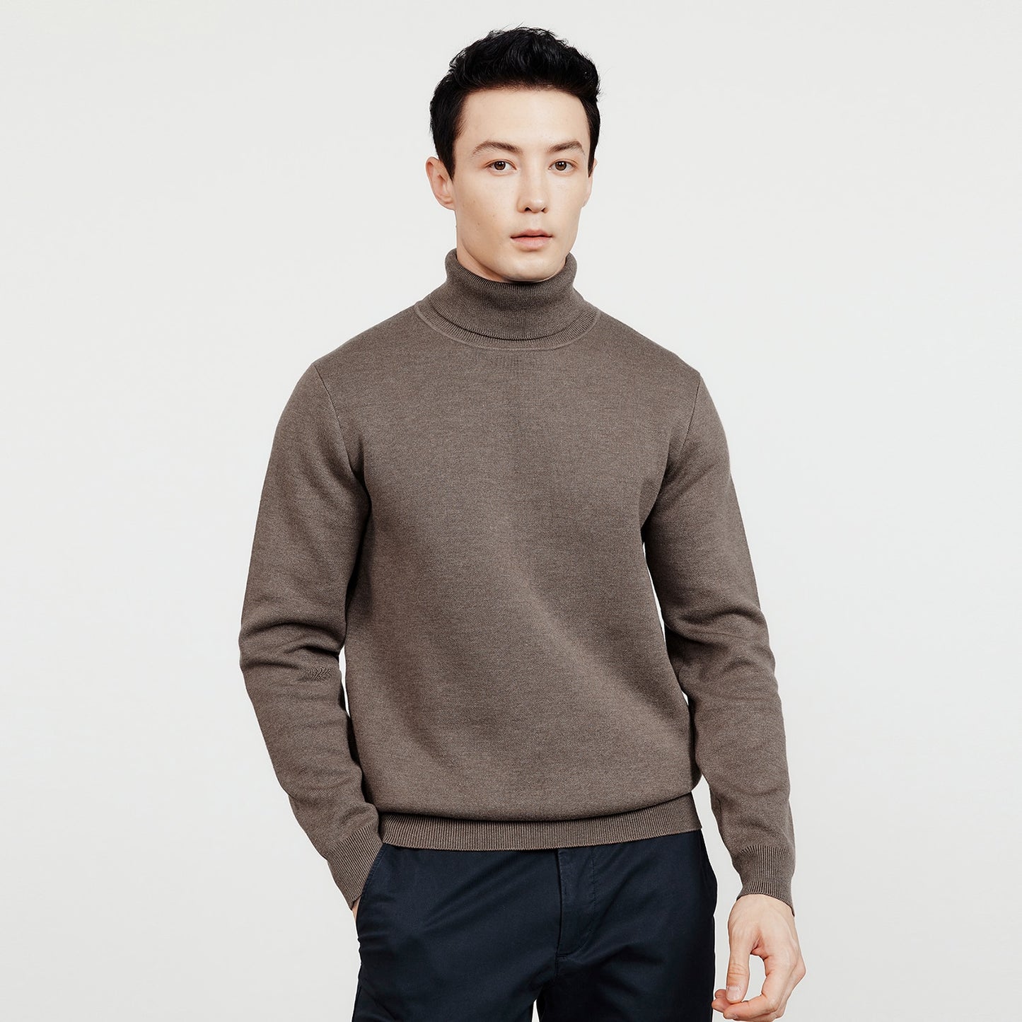 KUEGOU 2022 Autumn Winter New Men&#39;s Turtleneck Sweater High Quality Jumper Slim Fit Male Knitting Pullovers Warm Plus Size DR01 - Executive-Skincare