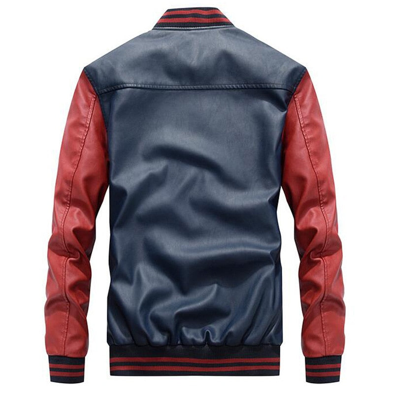 Men Slim Leather Jacket Motorcycle Casual PU Leather Coats Good Quality Male Fit Stand Collar Leather Jackets And Coats Size 4XL - Executive-Skincare