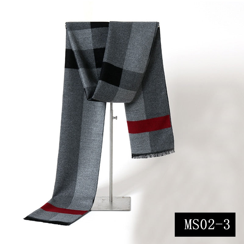 Luxury Brand Plaid Cashmere Scarf for Men Winter Warm Neckerchief Male Business Scarves Long Pashmina Christmas Gifts - Executive-Skincare