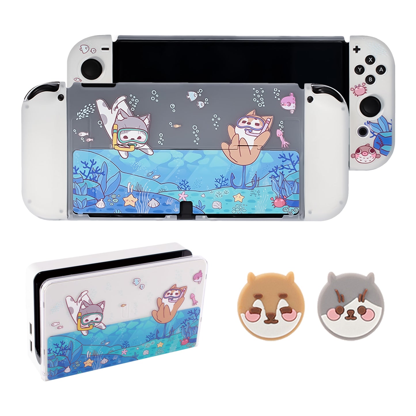 pawdiary switch oled case switch oled case matter finish oden kanto cooking nintendo switch oled tpu case cat dog - Executive-Skincare