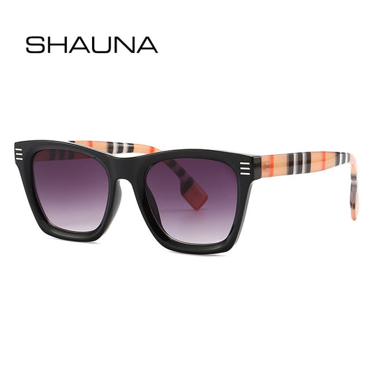 SHAUNA Retro Square Sunglasses Shades UV400 Women Fashion Brand Designer Men Gradient Rivets Sun Glasses - Executive-Skincare