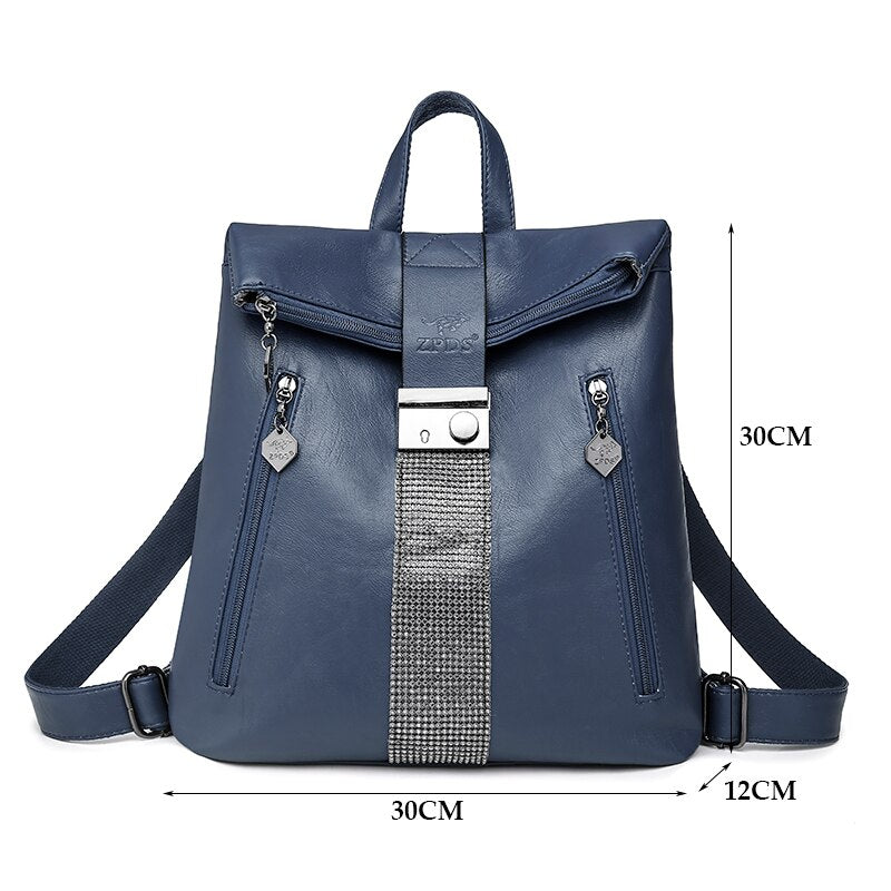 Multifunction Anti Theft Backpack Women Fashion Shoulder Bag Soft Leather Backpacks Female Daypack Ladies Large Capacity Bagpack - Executive-Skincare