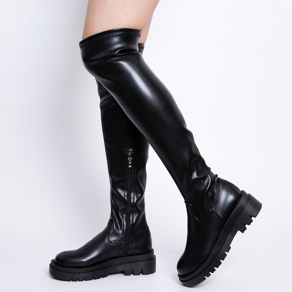 DORATASIA Brand New Female Platform Thigh High Boots Fashion Slim Chunky Heels Over The Knee Boots Women Party Shoes Woman - Executive-Skincare