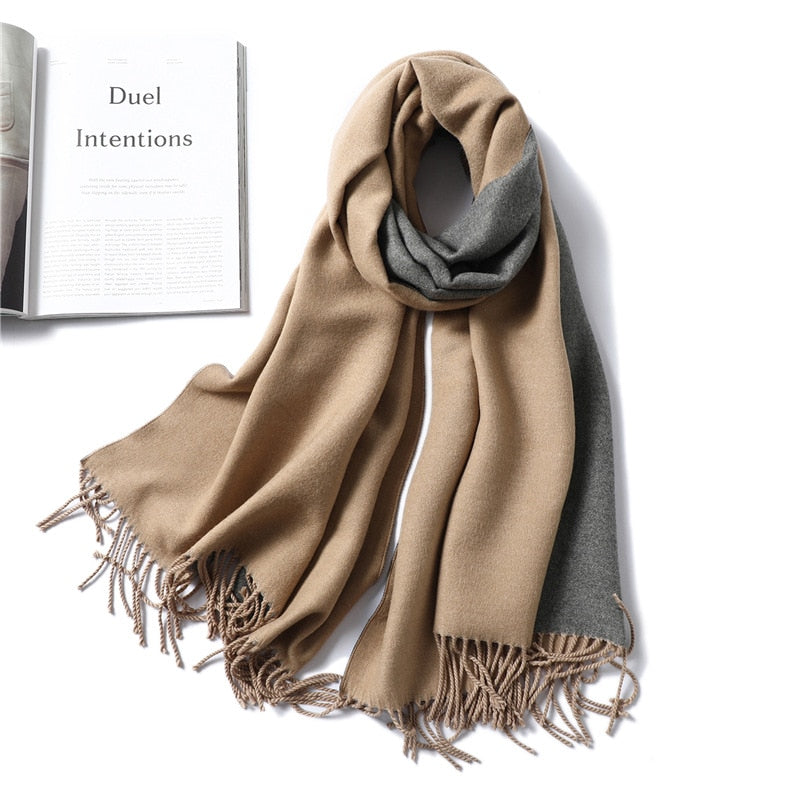 Winter Cashmere Scarf Women Thick Warm Shawls Wraps Lady Solid Scarves Fashion Tassels Pashmina Blanket Quality Foulard 2022 New - Executive-Skincare