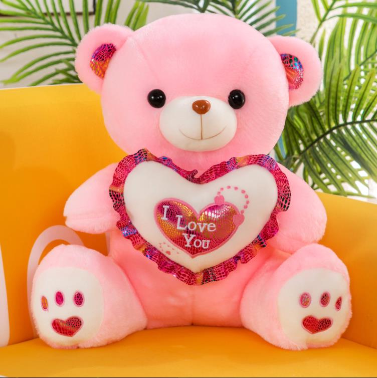 30CM Valentines Day Cute Plush Doll For Children Girlfriend And Wife 22CM LED Glow Teddy Bear Light Up Stuffed Animal Bear New - Executive-Skincare