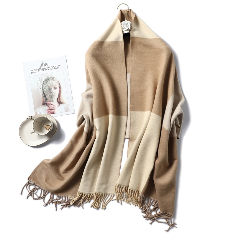 Winter Cashmere Scarf Women Thick Warm Shawls Wraps Lady Solid Scarves Fashion Tassels Pashmina Blanket Quality Foulard 2022 New - Executive-Skincare