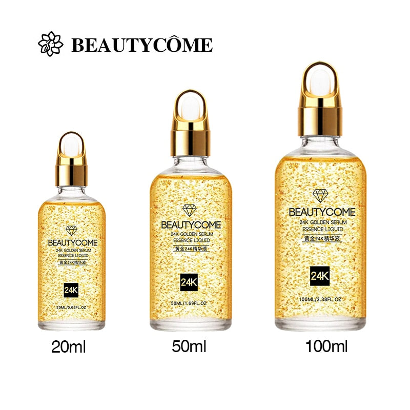 50ml 100ml 24K Gold Face Serum Brightening Skin Tone Hyaluronic Acid Moisturizing Essence Anti wrinkle Whiten Gold Skin Care - Executive-Skincare