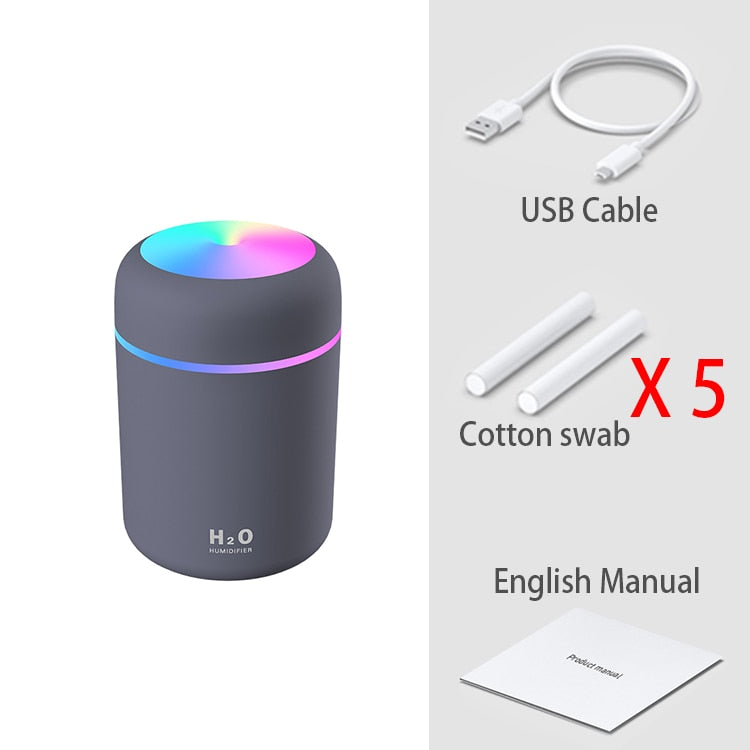 300ml H2O Air Humidifier Portable Mini USB Aroma Diffuser With Cool Mist For Bedroom Home Car Plants Purifier Humificador - Executive Quality Store