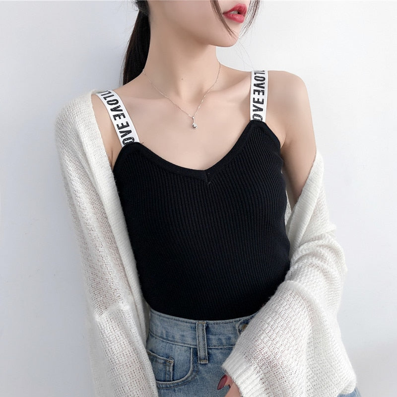 Gorset Camisoles for Women Woman Crop Knit Bow Top Cropped Debardeur Femme Chest Binder Women Tank Corto Dropshipping - Executive-Skincare