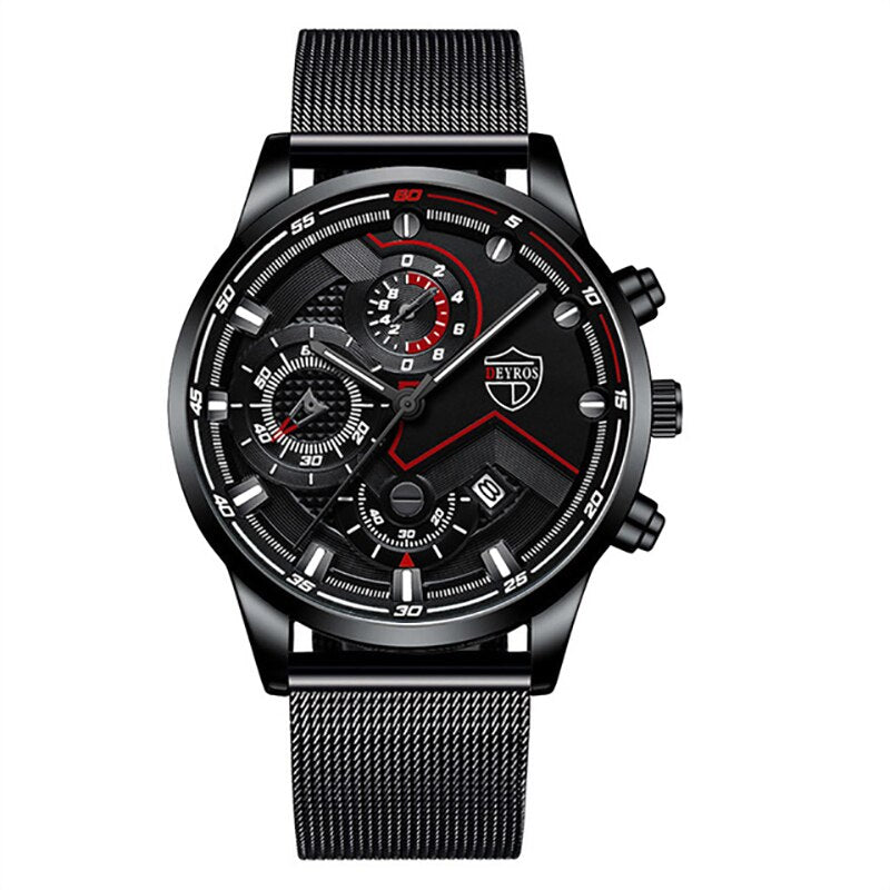 2022 Fashion Mens Sports Watches for Men Business Stainless Steel Quartz Wrist Watch Luxury Man Casual Bracelet Luminous Clock - Executive-Skincare