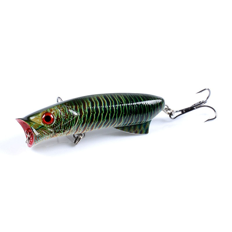 1pc Floathing Lure Topwater 3D Printed Popper Fishing Lure 7.8cm 11.5g Hard Bait Plastic Fishing Tackle Crankbait 7 Colors - Executive-Skincare