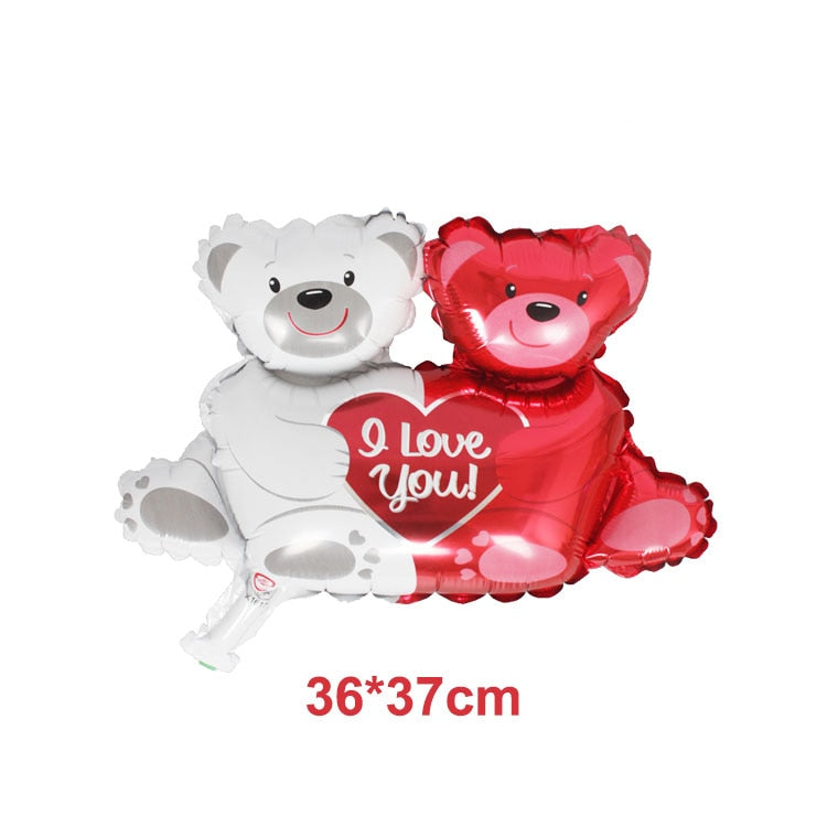 Big Bear Foil Balloon Love Heart Bear Balloon Red Rose Balloon Baby Shower Wedding Decor Birthday Valentine's Day Party Supplies - Executive-Skincare