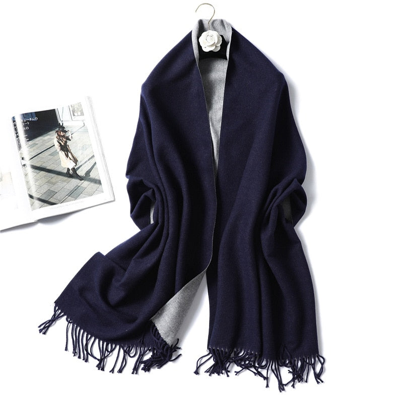 Winter Cashmere Scarf Women Thick Warm Shawls Wraps Lady Solid Scarves Fashion Tassels Pashmina Blanket Quality Foulard 2022 New - Executive-Skincare