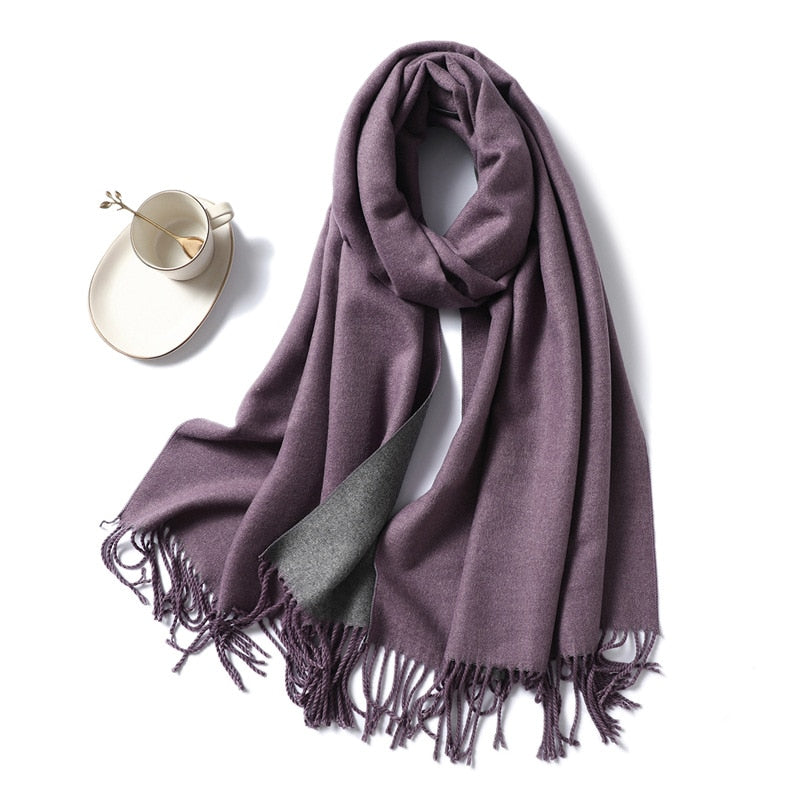 Winter Cashmere Scarf Women Thick Warm Shawls Wraps Lady Solid Scarves Fashion Tassels Pashmina Blanket Quality Foulard 2022 New - Executive-Skincare