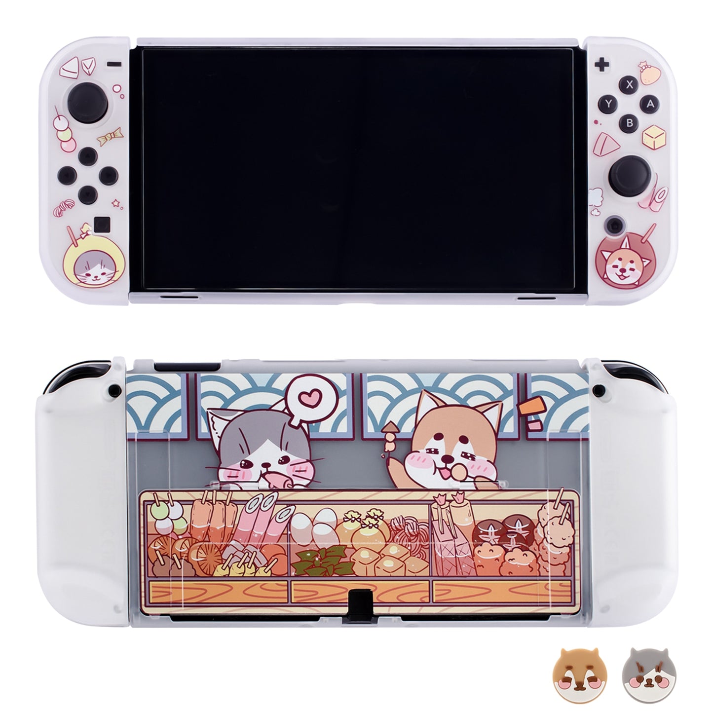 pawdiary switch oled case switch oled case matter finish oden kanto cooking nintendo switch oled tpu case cat dog - Executive-Skincare