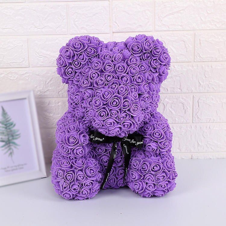 25cm Teddy Rose Bear Artificial Rose Flowers For Girlfriend Valentine&#39;S Day Christmas Gift Rose Of Bear Birthday Wedding Present - Executive-Skincare