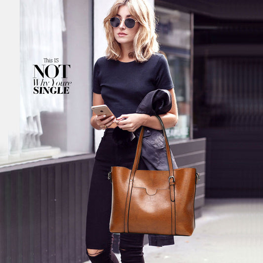 Shoulder Bags For Women Oil Wax Leather Handbag Tote Crossbody Bag - Executive-Skincare