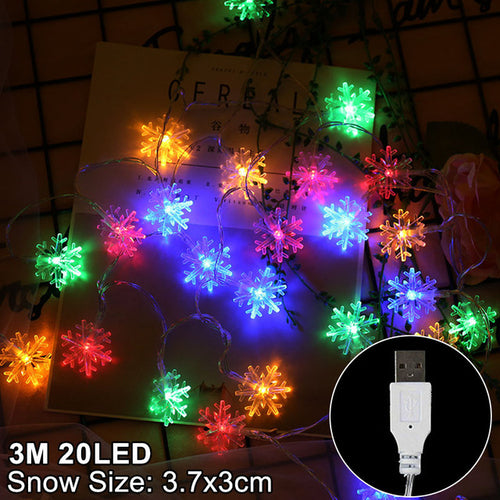 Snowflake Led Light Christmas Decorations For Home Hanging Garland - Executive-Skincare