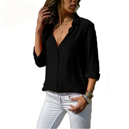 Spring Autumn  Casual Blouse Long Sleeve Elegant Women Tops Single