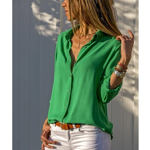 Spring Autumn  Casual Blouse Long Sleeve Elegant Women Tops Single