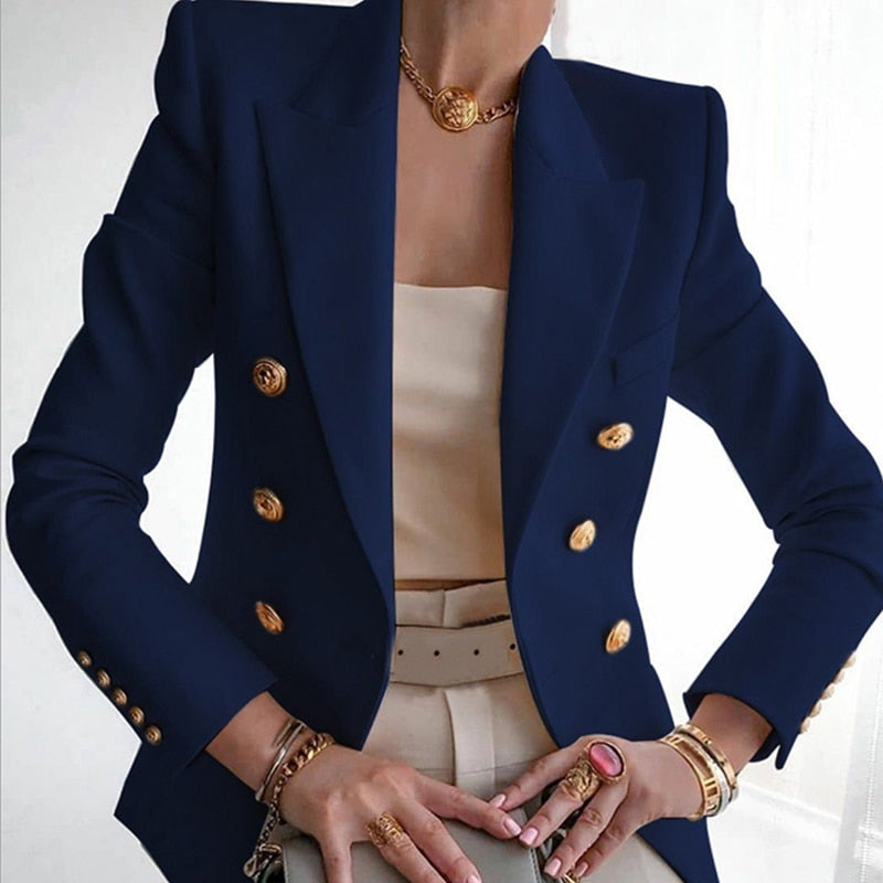 Spring Women Coat Blazer Female Autumn New Long Sleeve Double Breasted - Executive-Skincare