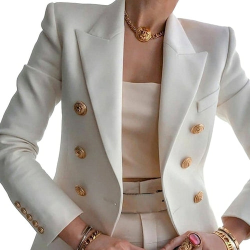 Spring Women Coat Blazer Female Autumn New Long Sleeve Double Breasted - Executive-Skincare