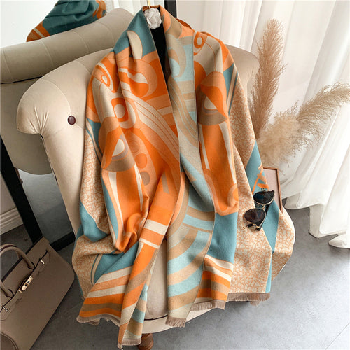 Thick Cashmere Scarf Hijab for Women Print Double sided Solid Pashmina - Executive-Skincare