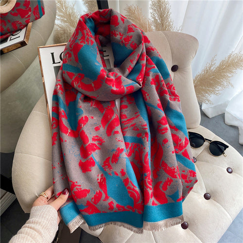 Thick Cashmere Scarf Hijab for Women Print Double sided Solid Pashmina - Executive-Skincare