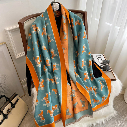 Thick Cashmere Scarf Hijab for Women Print Double sided Solid Pashmina - Executive-Skincare