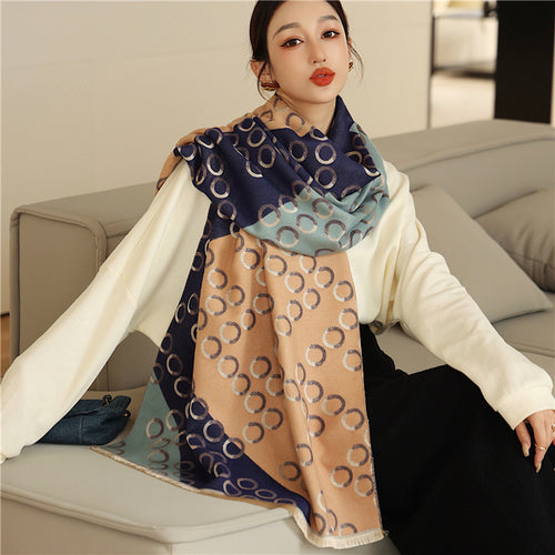 Thick Cashmere Scarf Hijab for Women Print Double sided Solid Pashmina - Executive-Skincare