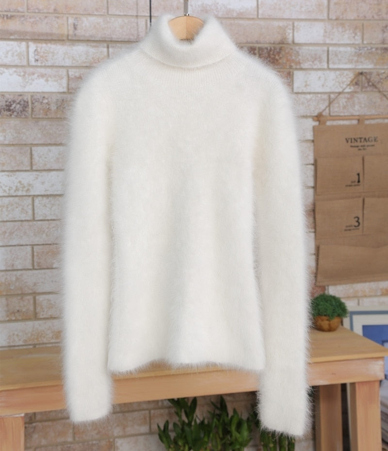 Turtleneck Women Sweater 2021 Autumn Winter Artificial Mink Cashmer - Executive-Skincare