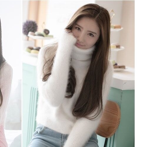 Turtleneck Women Sweater 2021 Autumn Winter Artificial Mink Cashmer - Executive-Skincare