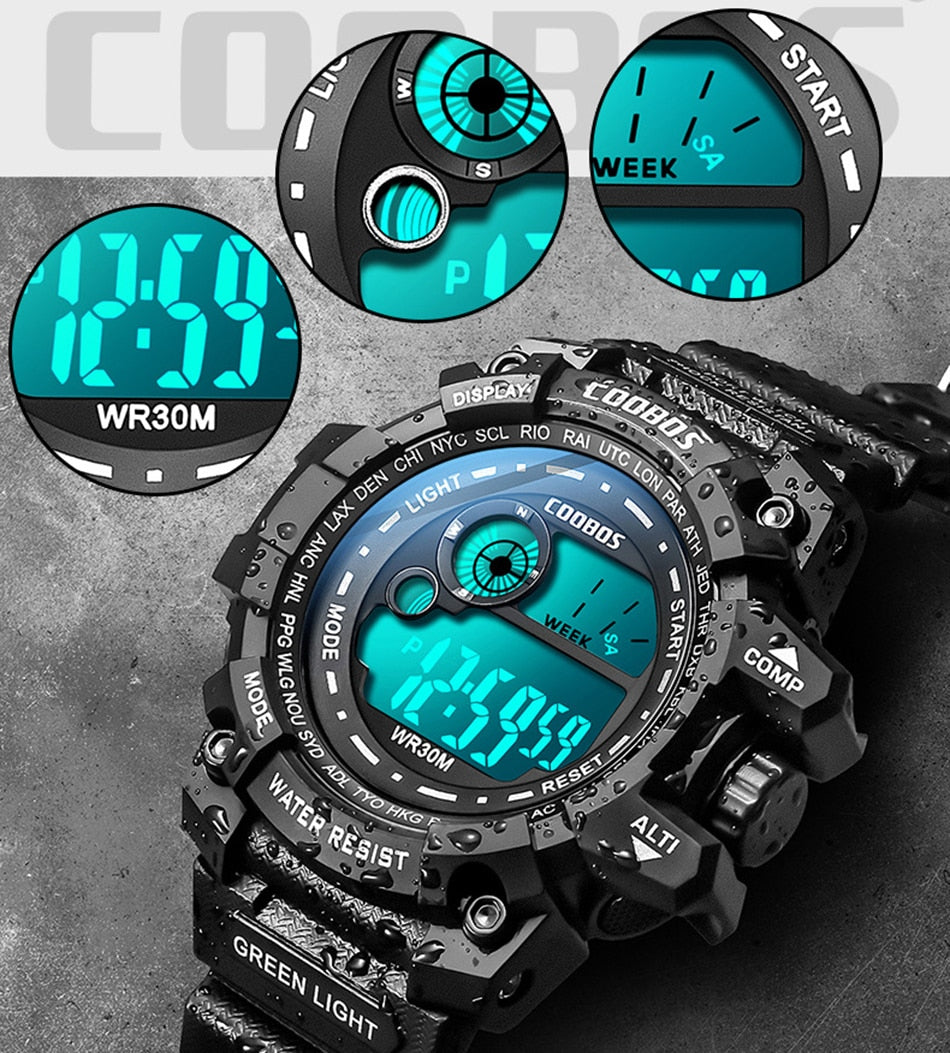 COOBOS New Men LED Digital Watches Luminous Fashion Sport Waterproof Watches For Man Date Army Military Clock Relogio Masculino - Executive-Skincare