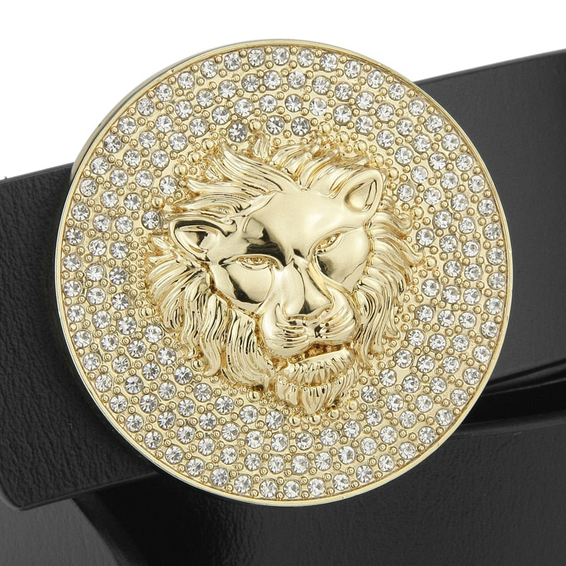 Fashion Lion buckle designer belts men high quality genuine leather luxury Waist Strap classic black casual male cowhide belts - Executive-Skincare