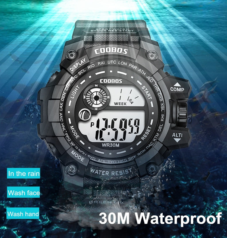 COOBOS New Men LED Digital Watches Luminous Fashion Sport Waterproof Watches For Man Date Army Military Clock Relogio Masculino - Executive-Skincare