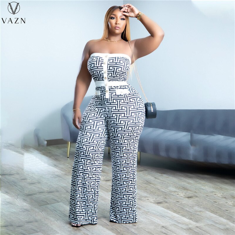 Vazn 2022 Women New Fashion High Street Style Jumpsuits Sleeveless - Executive-Skincare