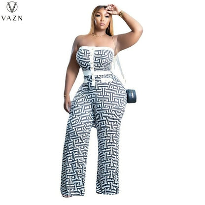 Vazn 2022 Women New Fashion High Street Style Jumpsuits Sleeveless - Executive-Skincare