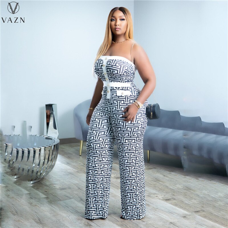 Vazn 2022 Women New Fashion High Street Style Jumpsuits Sleeveless - Executive-Skincare