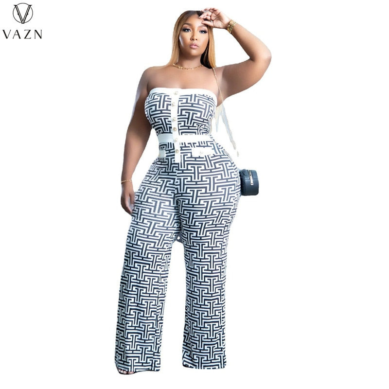 Vazn 2022 Women New Fashion High Street Style Jumpsuits Sleeveless - Executive-Skincare