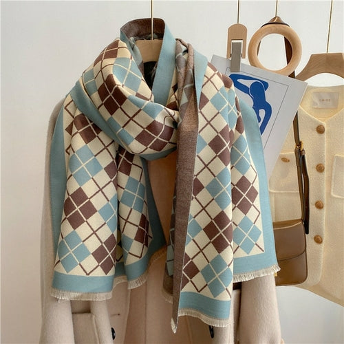 Winter Cashmere Scarf for Women Shawl Luxury Warm Print Thick Blanket - Executive-Skincare