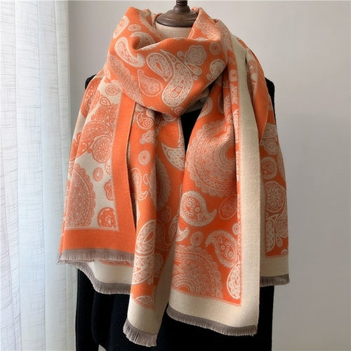 Winter Cashmere Scarf for Women Shawl Luxury Warm Print Thick Blanket - Executive-Skincare